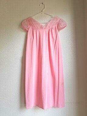 Pepto Pink 1950s-1960s Sheer Nylon Nightgown